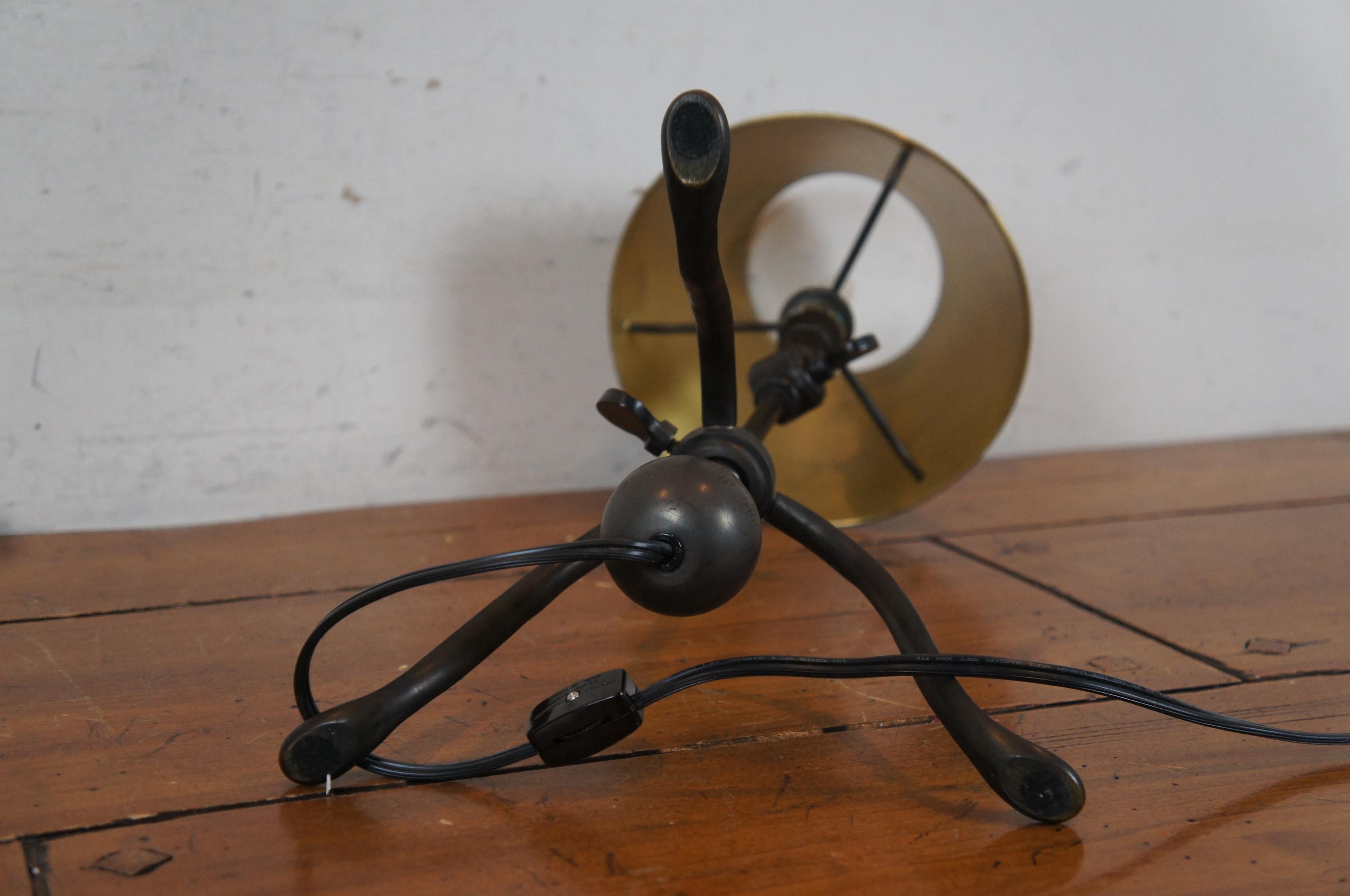 Ralph Lauren Bronze Library Desk Table Lamp Tole Shade Articulating Tripod Base 2