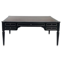 Ralph Lauren "Brook St "Ebonized Bureau Plat Desk w/Gilt Embossed Leather Top