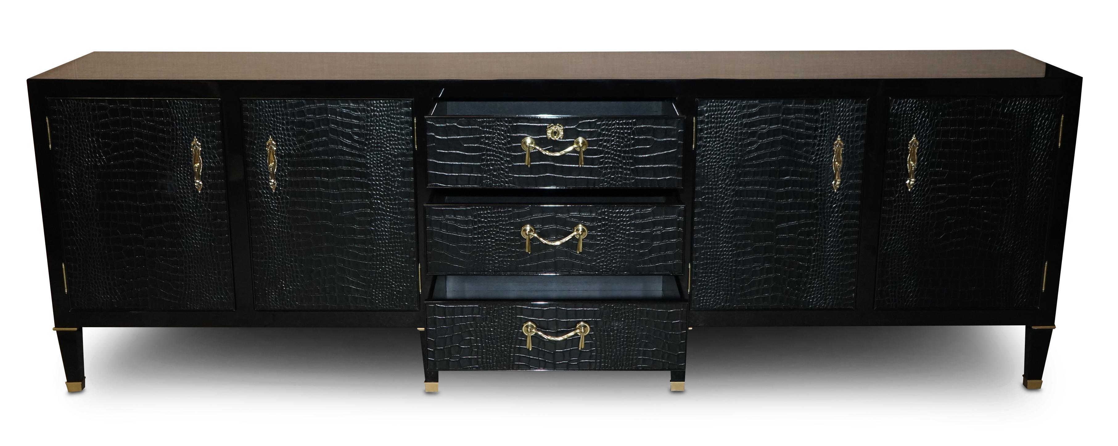 Ralph Lauren Brook Street Chest of Drawers Sideboard Alligator Leather For Sale 9