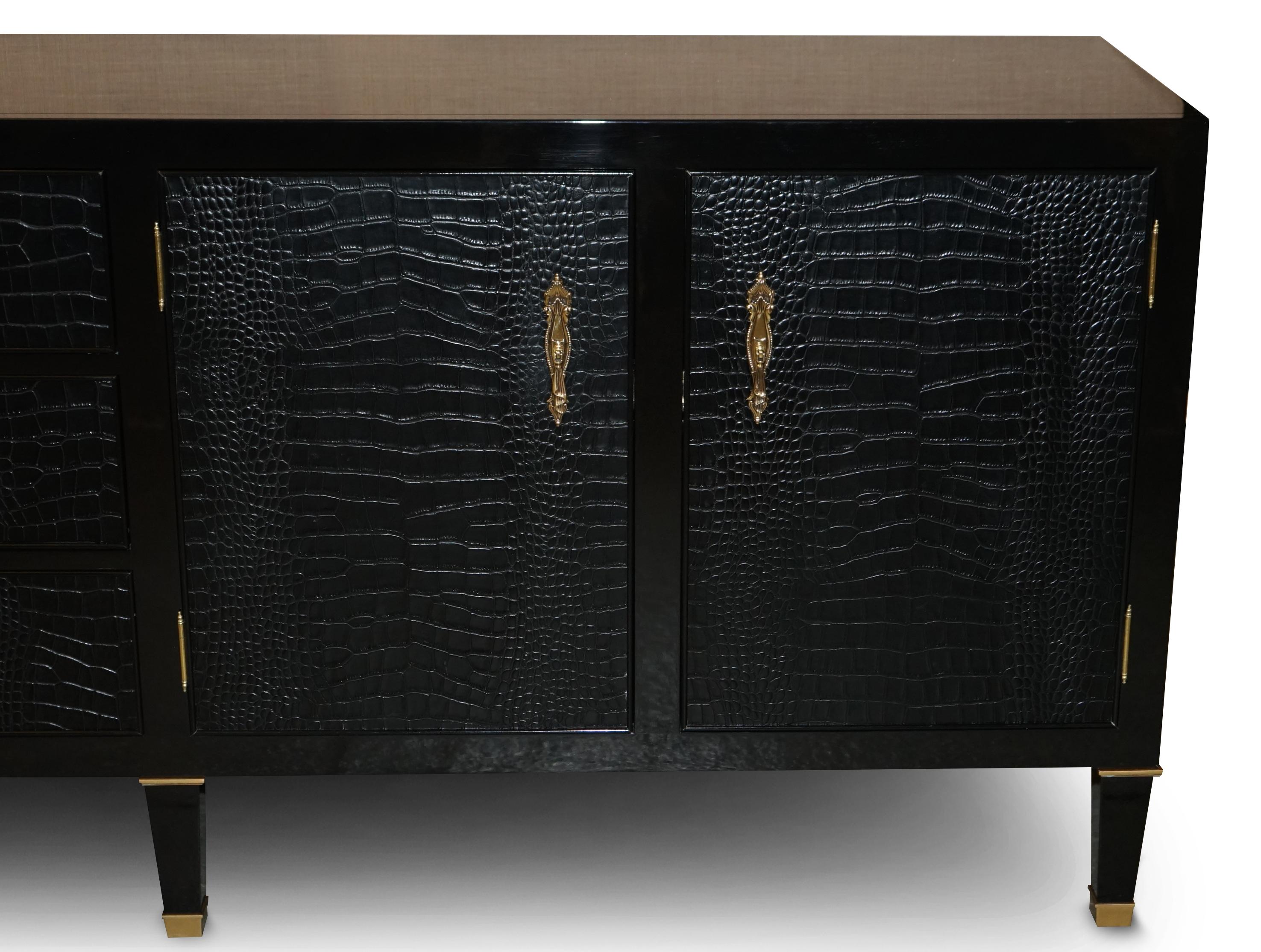American Ralph Lauren Brook Street Chest of Drawers Sideboard Alligator Leather For Sale