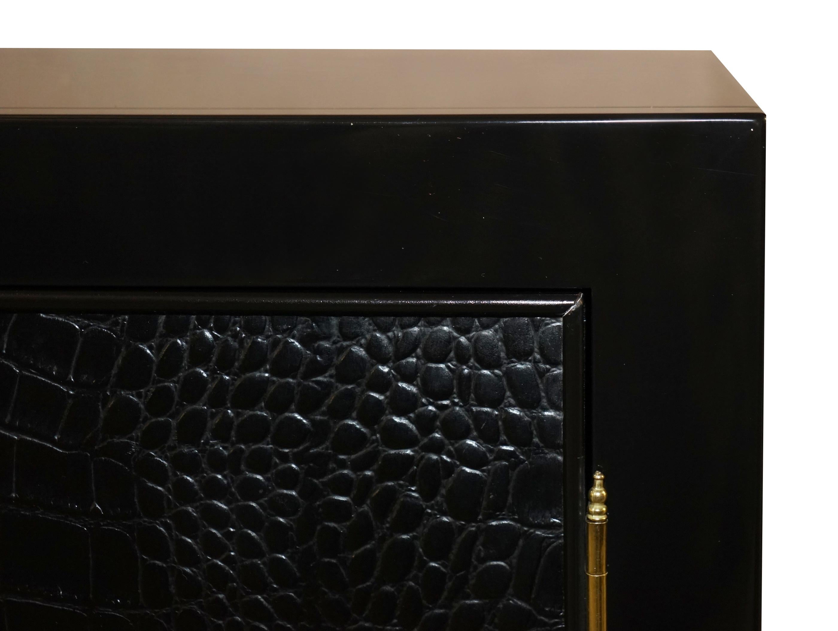 Hand-Crafted Ralph Lauren Brook Street Chest of Drawers Sideboard Alligator Leather For Sale