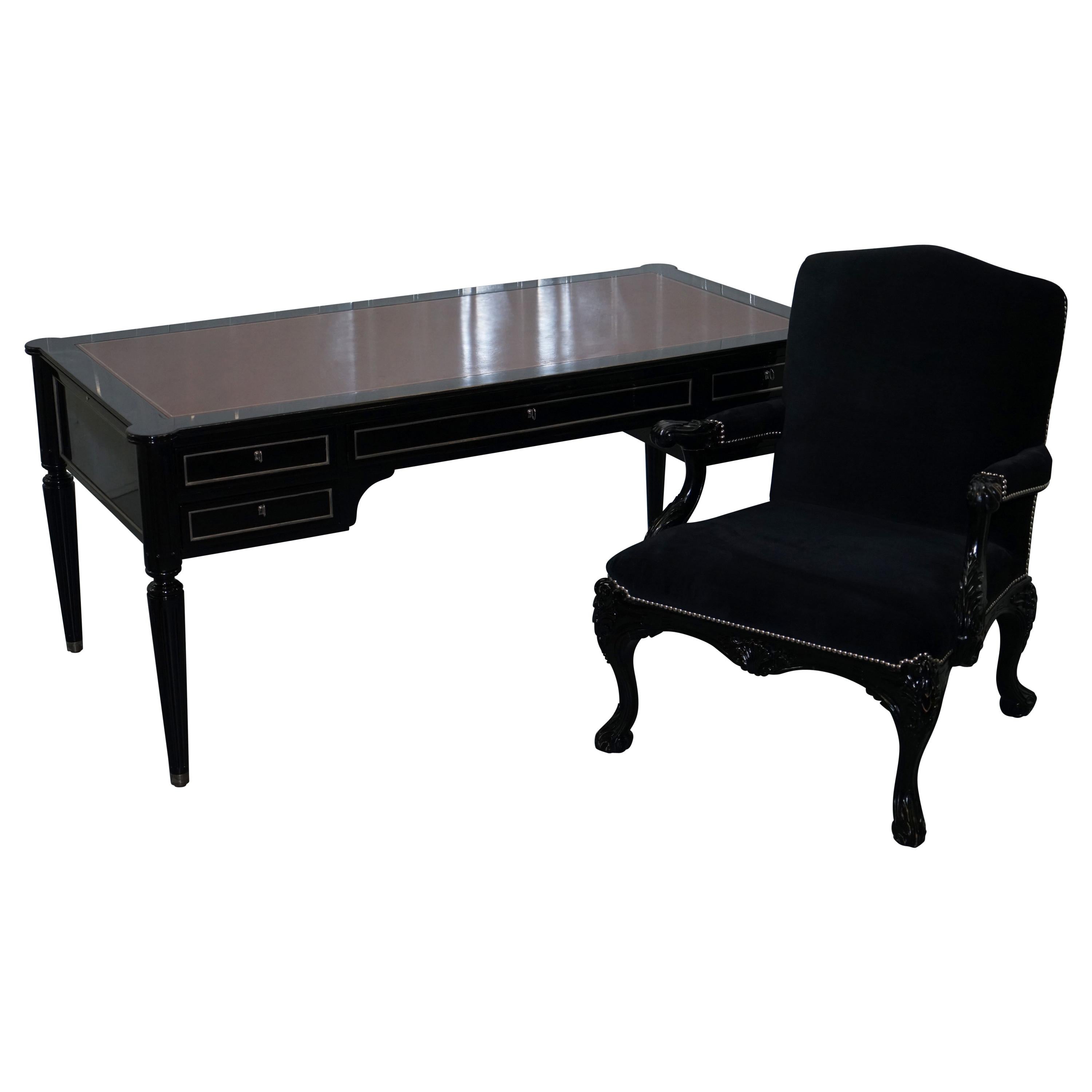 Ralph Lauren Brook Street Desk and Clivedon Black Velvet Office Chair at  1stDibs