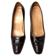 Ralph Lauren Brown Alligator Embossed Vintage Pumps