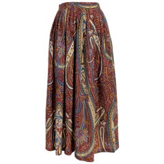 Retro Ralph Lauren Brown Beige Wool Long Flared Pailsey Skirt