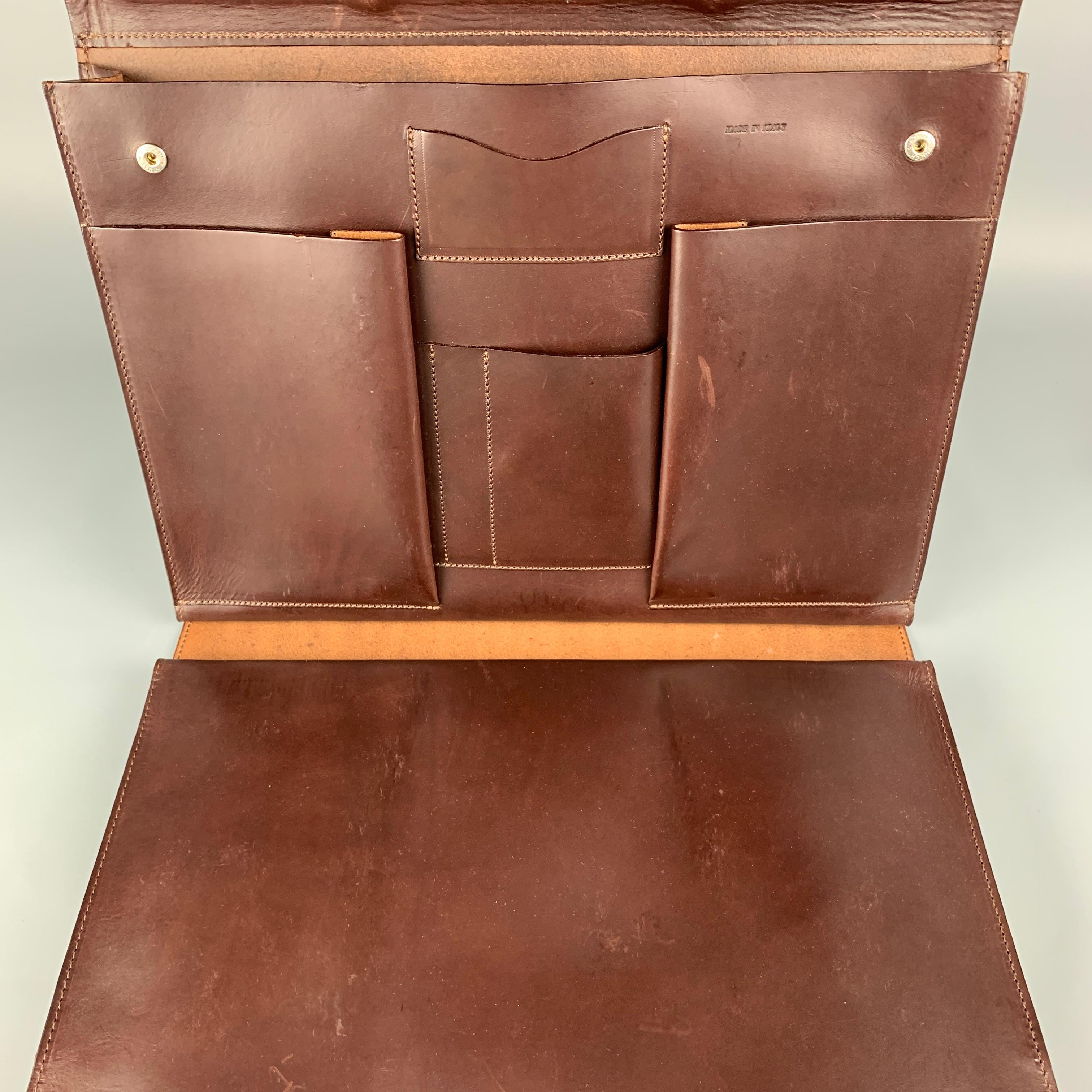 RALPH LAUREN Brown Bifold Leather Briefcase In Good Condition In San Francisco, CA