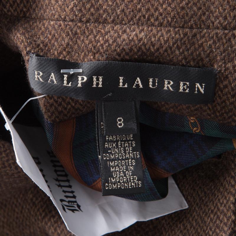 Women's Ralph Lauren Brown Cashmere Contrast Lined Blazer M