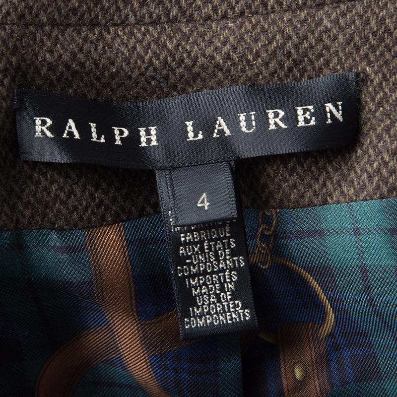 Women's Ralph Lauren Brown Cashmere Contrast Lined Blazer S