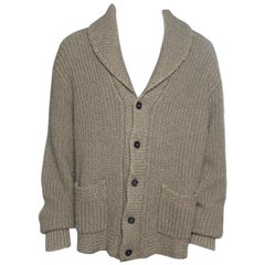 Ralph Lauren Brown Chunky Cable Knit Shawl Collar Cardigan XL