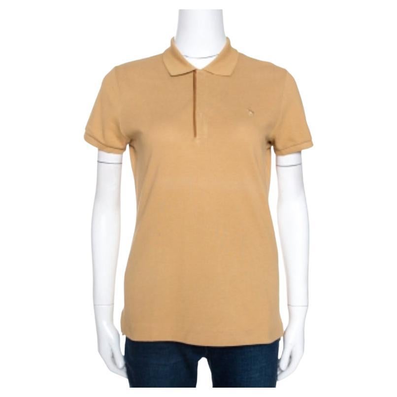 Ralph Lauren Brown Cotton Pique Skinny Polo T-Shirt M en vente