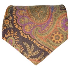 RALPH LAUREN Brown Forest Green Paisley Silk Twill Tie RALPH LAUREN Brown Forest Green Paisley Silk Twill Tie