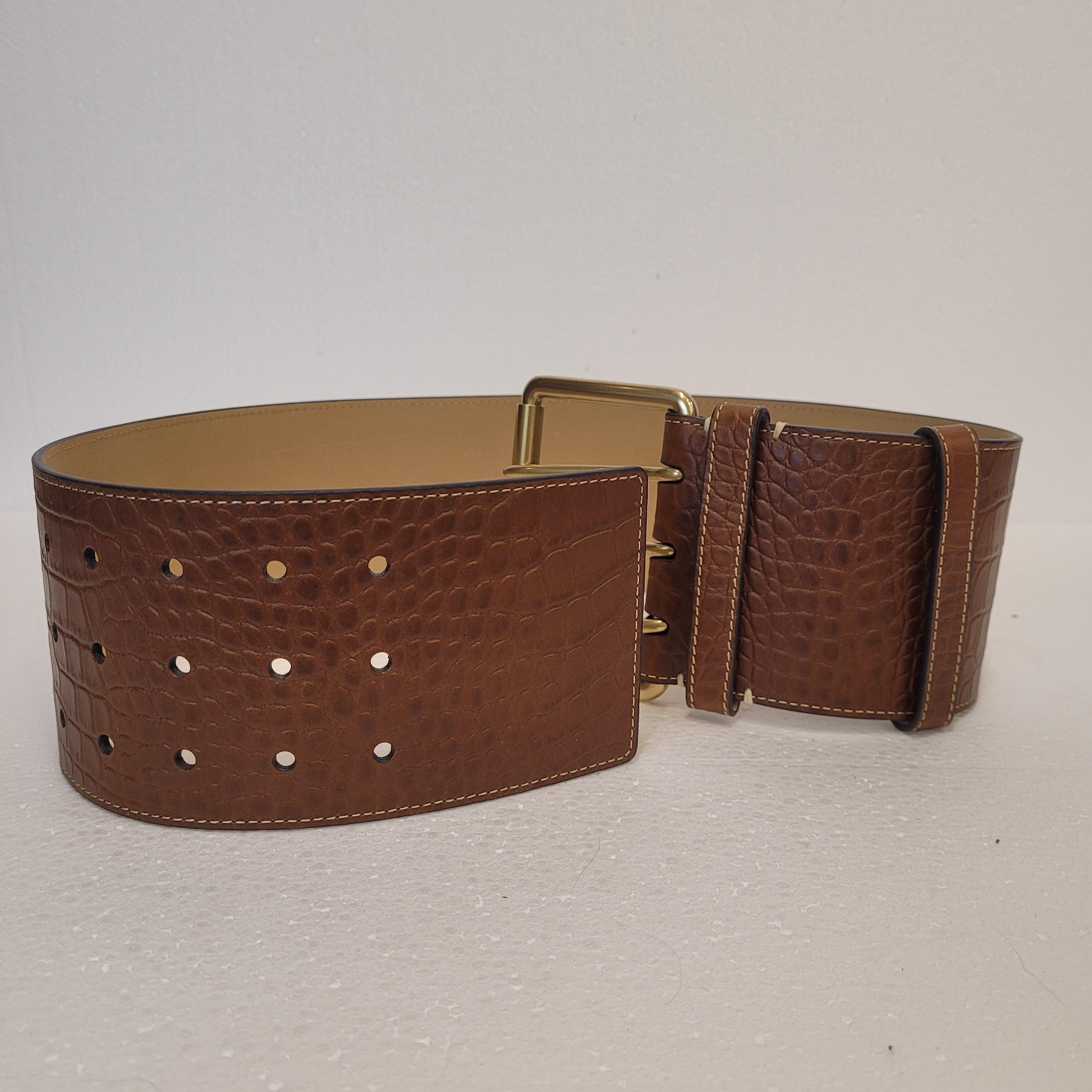 Cintura in pelle Ralph Lauren Brown, Ralph Lauren taglia XS in vendita 11