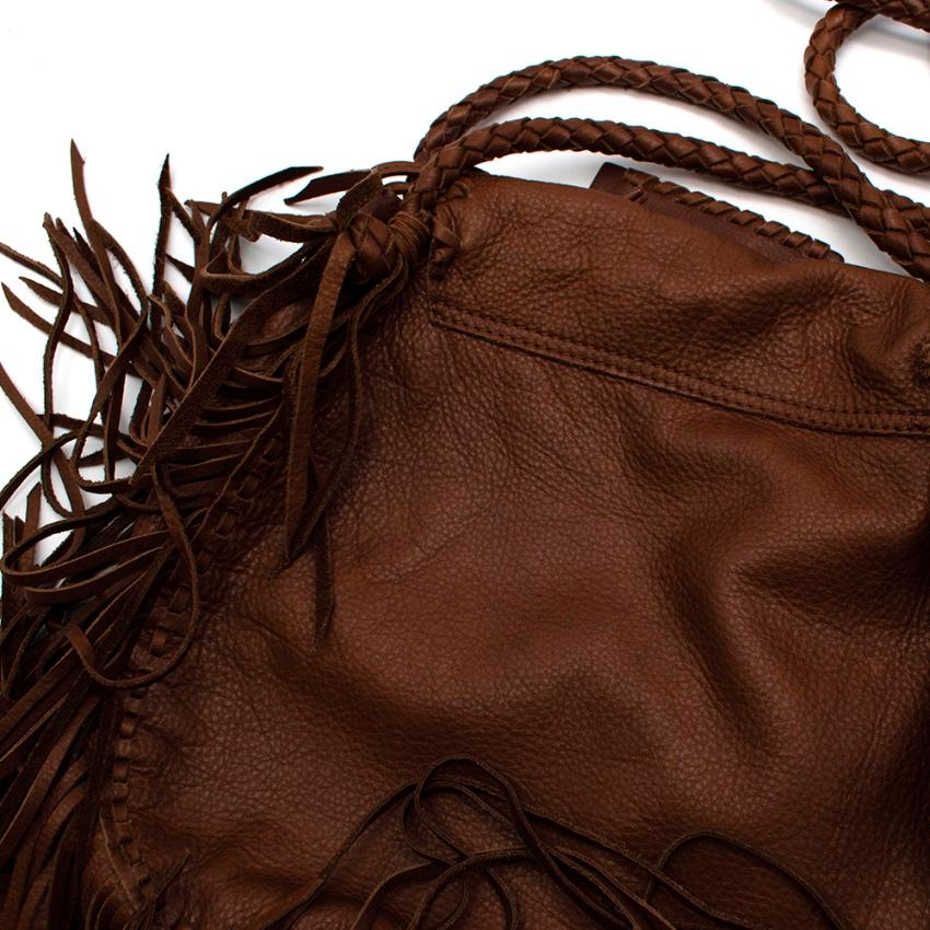 Women's or Men's Ralph Lauren Brown Leather Crossbody Tassel Bag