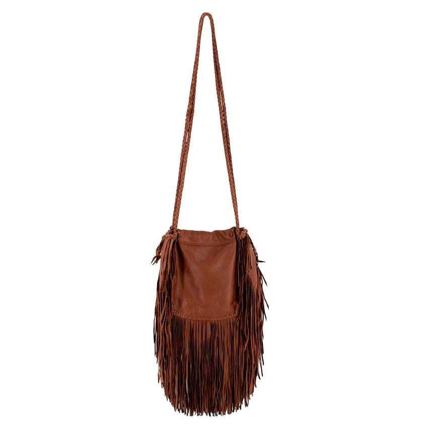 Ralph Lauren Brown Leather Crossbody Tassel Bag