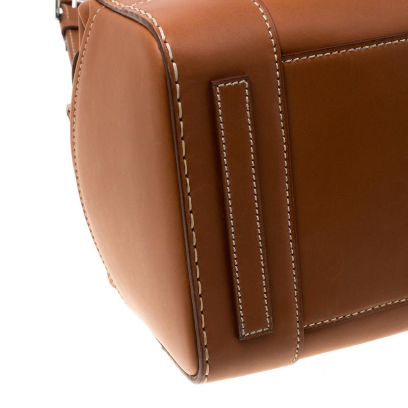 Ralph Lauren Brown Leather East/West Ricky 40 Top Handle Bag For Sale 3