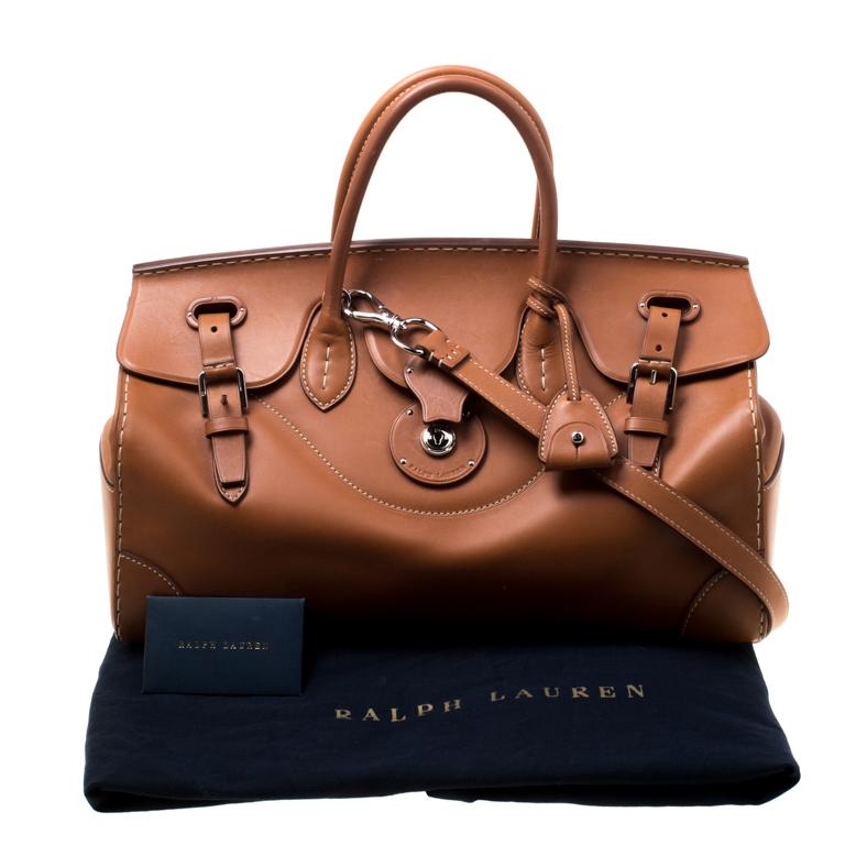 Ralph Lauren Brown Leather East/West Ricky 40 Top Handle Bag For Sale 4