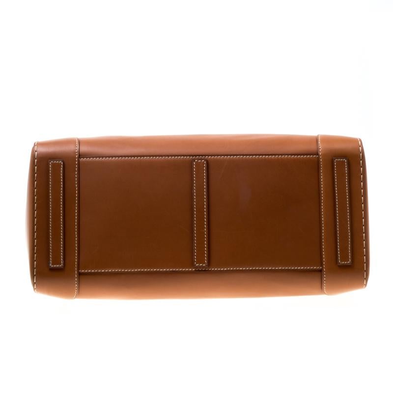 Ralph Lauren Brown Leather East/West Ricky 40 Top Handle Bag In Good Condition For Sale In Dubai, Al Qouz 2