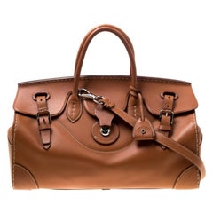 Ralph Lauren Brown Leather East/West Ricky 40 Top Handle Bag