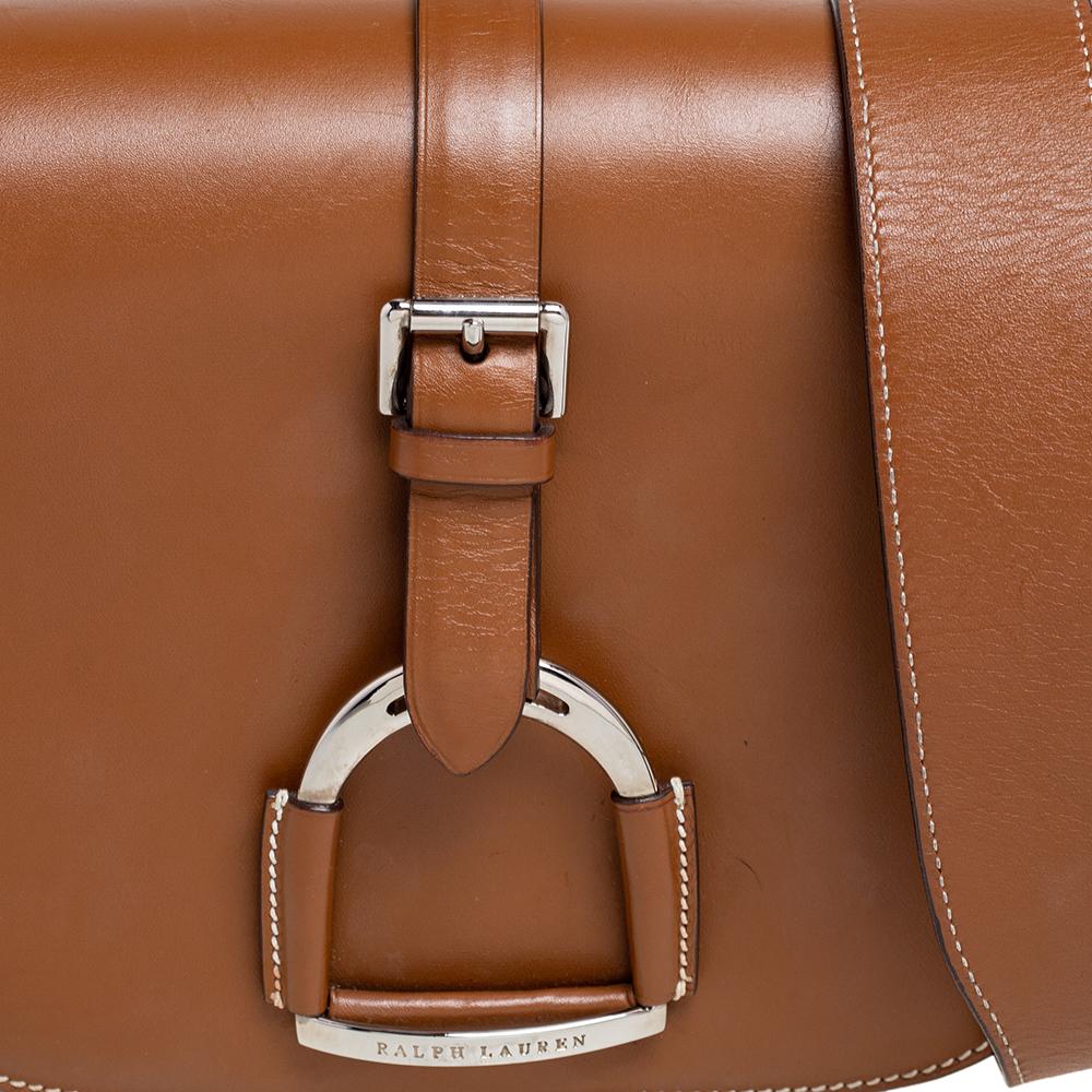 Women's Ralph Lauren Brown Leather Equestrian Stirrup Shoulder Bag