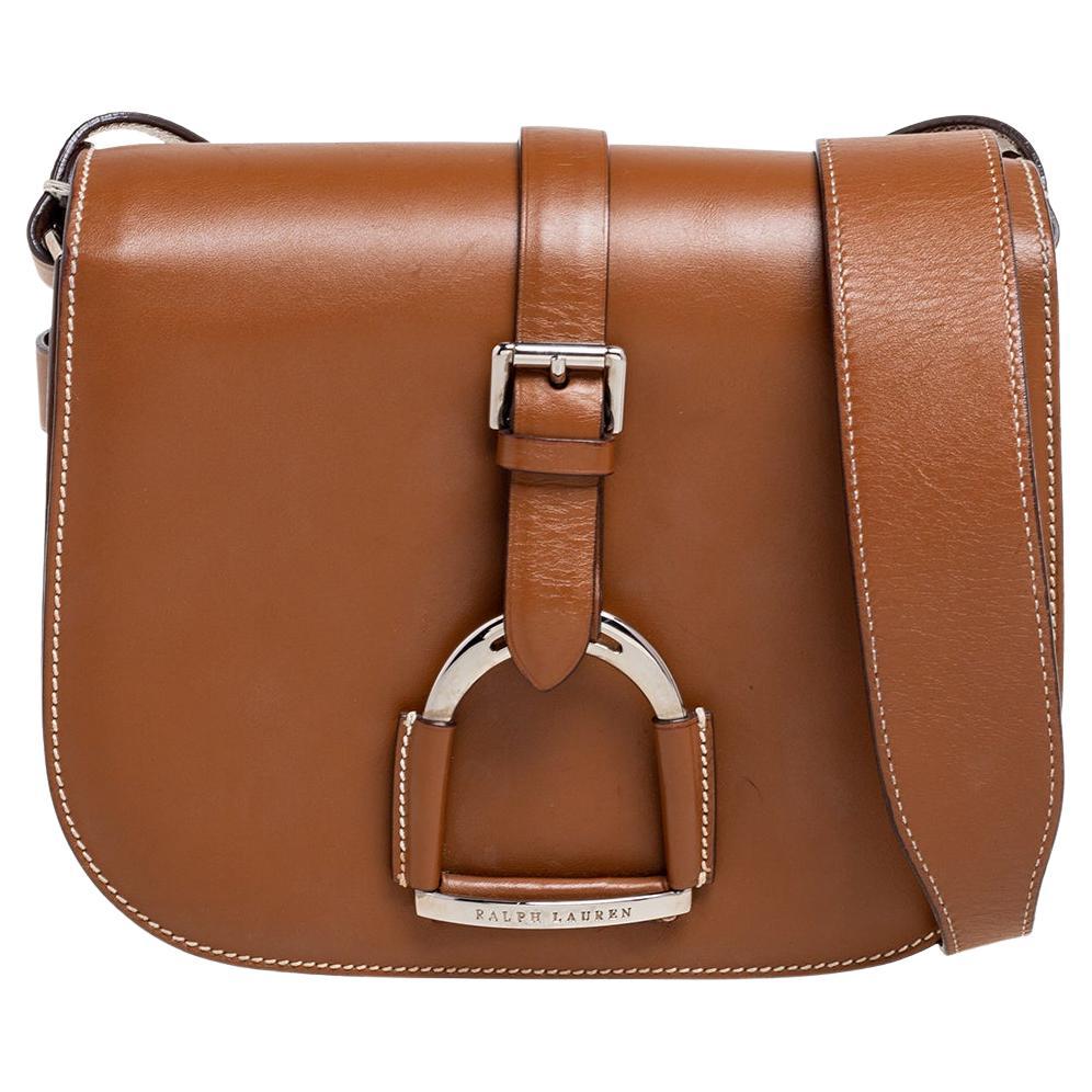 Ralph Lauren Brown Leather Equestrian Stirrup Shoulder Bag