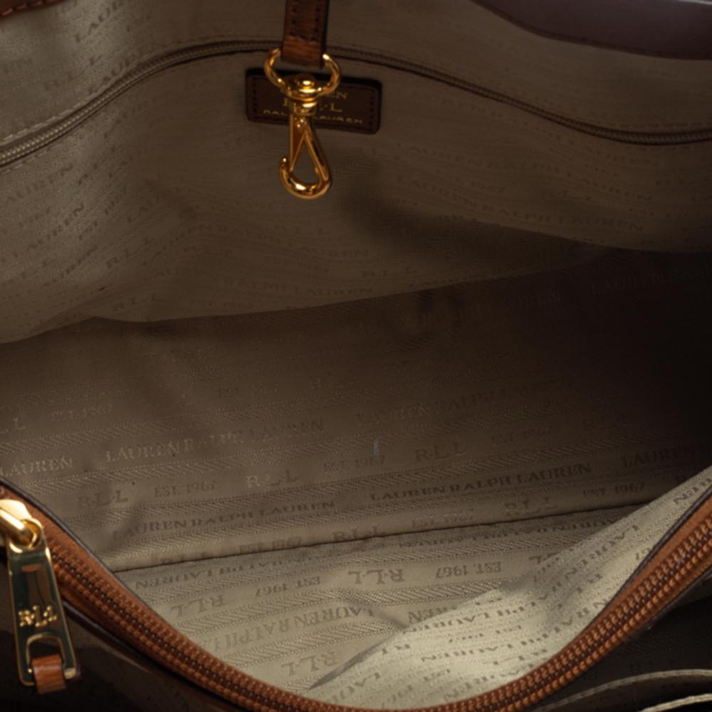 Ralph Lauren Braun Leder Fronttasche Tote 4
