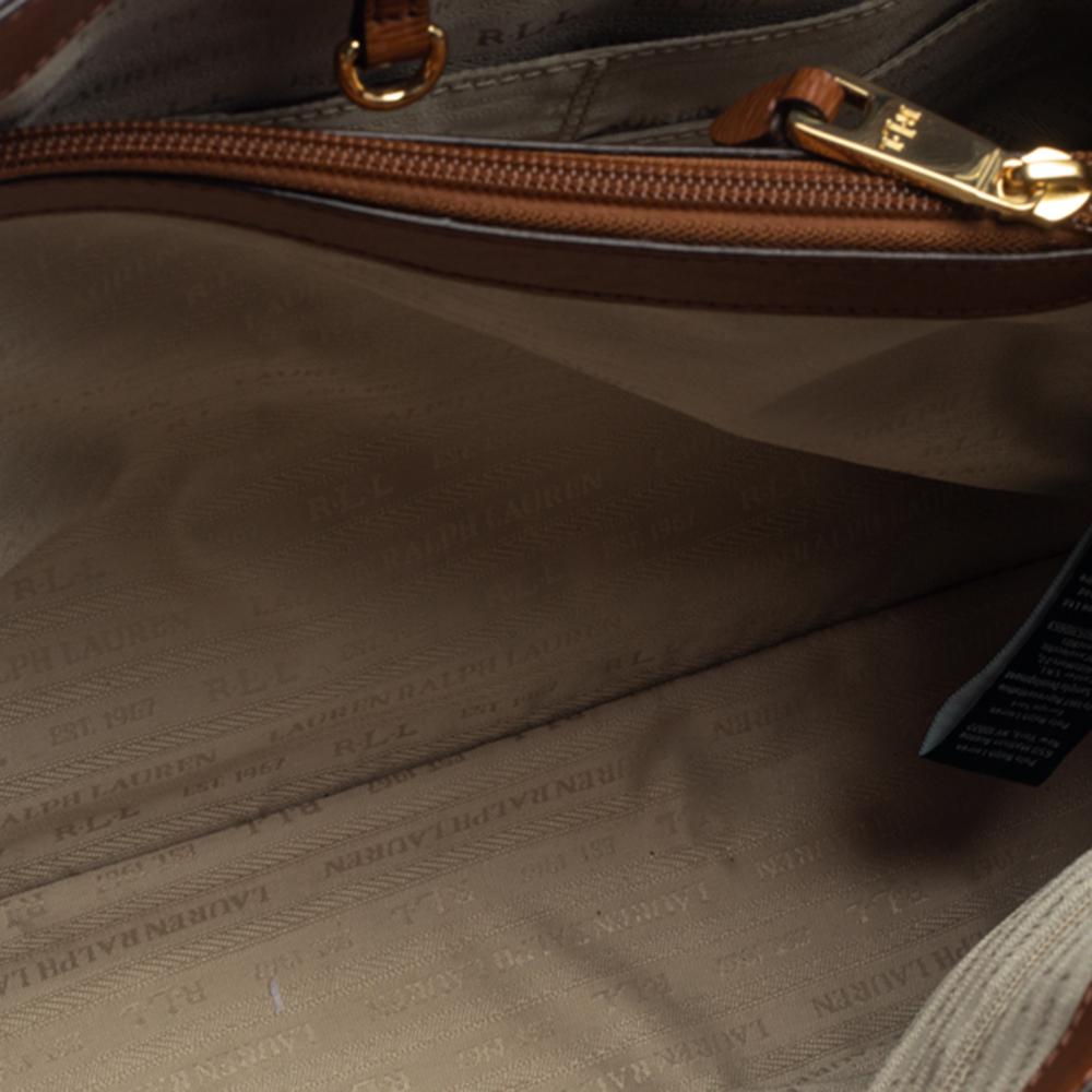 Ralph Lauren Braun Leder Fronttasche Tote 5