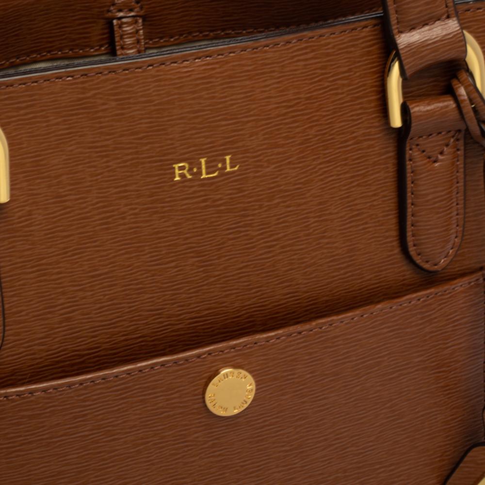 Ralph Lauren Braun Leder Fronttasche Tote 6