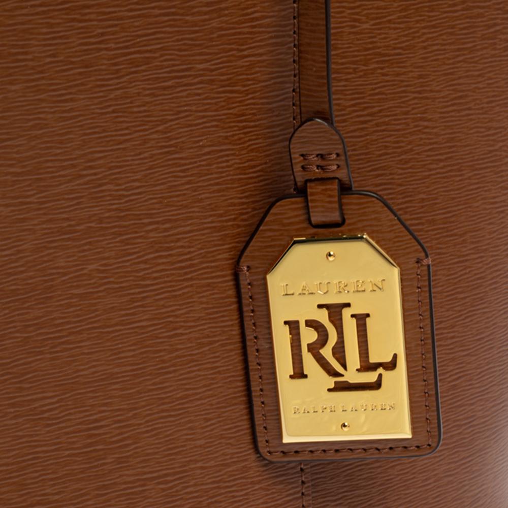 Ralph Lauren Braun Leder Fronttasche Tote 7