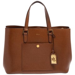 Ralph Lauren Brown Leather Front Pocket Tote