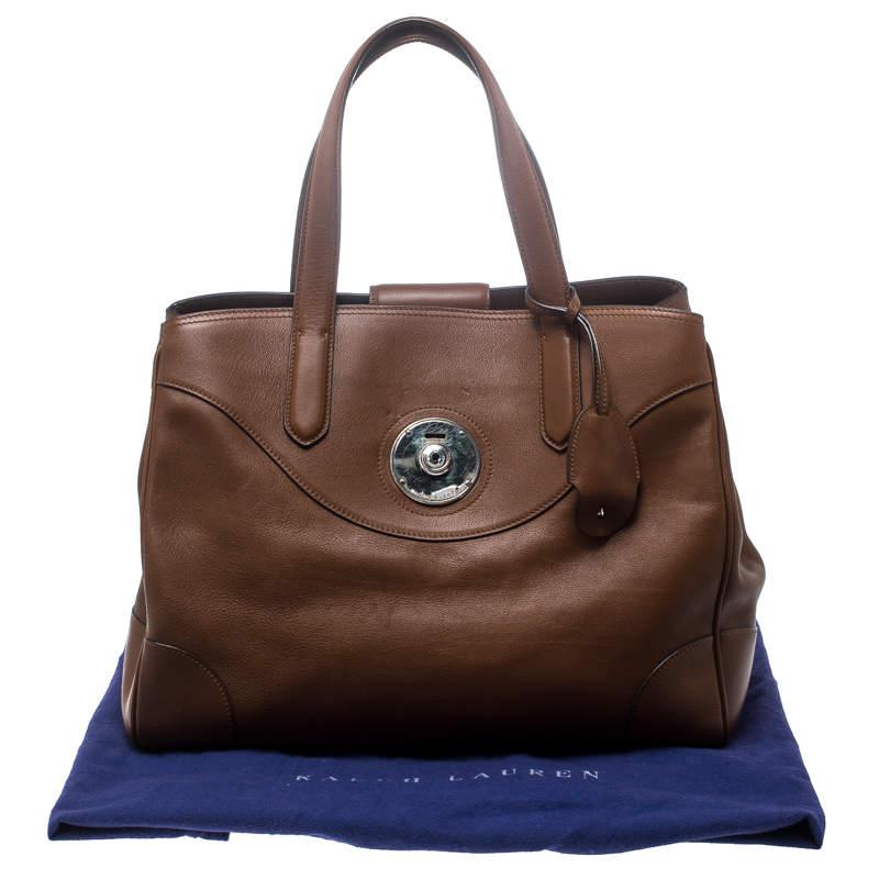 Ralph Lauren Brown Leather Ricky Tote For Sale 7