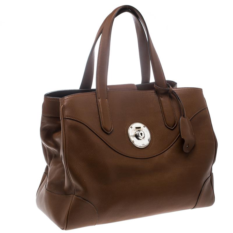 Women's Ralph Lauren Brown Leather Ricky Tote