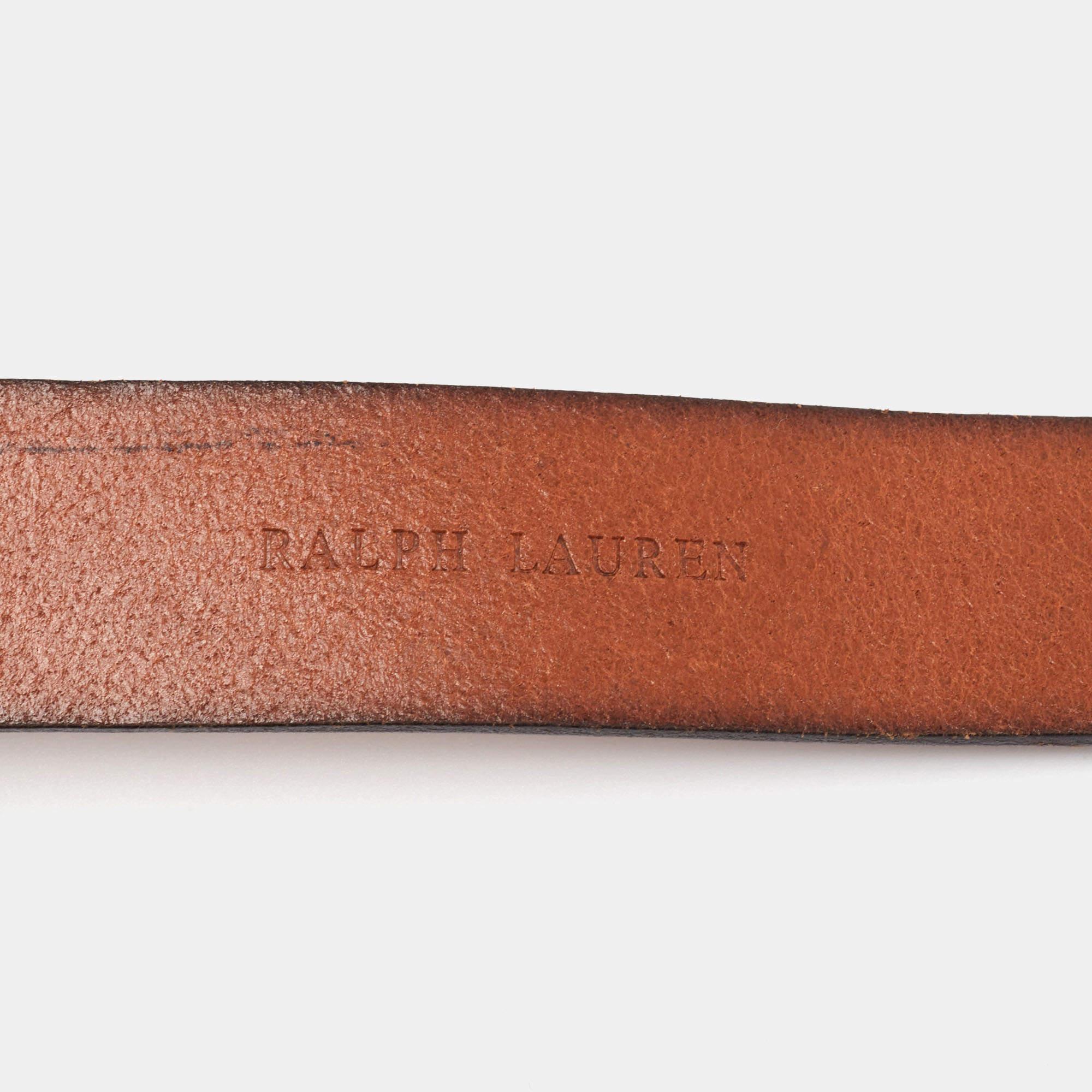 Women's Ralph Lauren Brown Leather Ring Buckle Belt For Sale