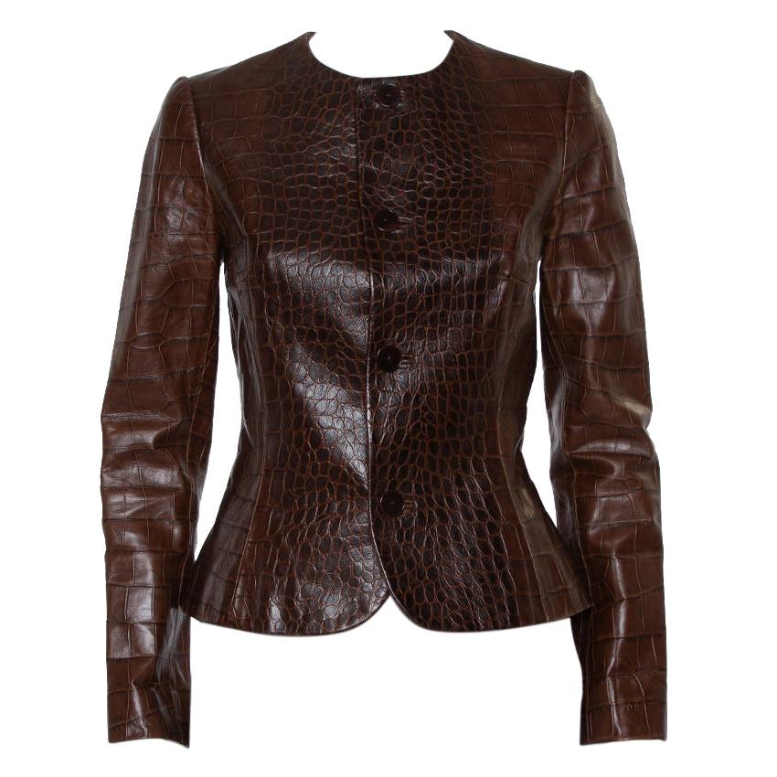 Ralph Lauren Brown Leather Roundneck Jacket M