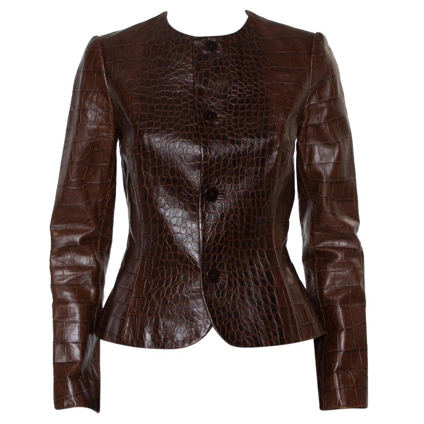 Ralph Lauren Brown Leather Roundneck Jacket M