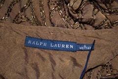 Ralph Lauren Brown Silk Beaded Evening Top