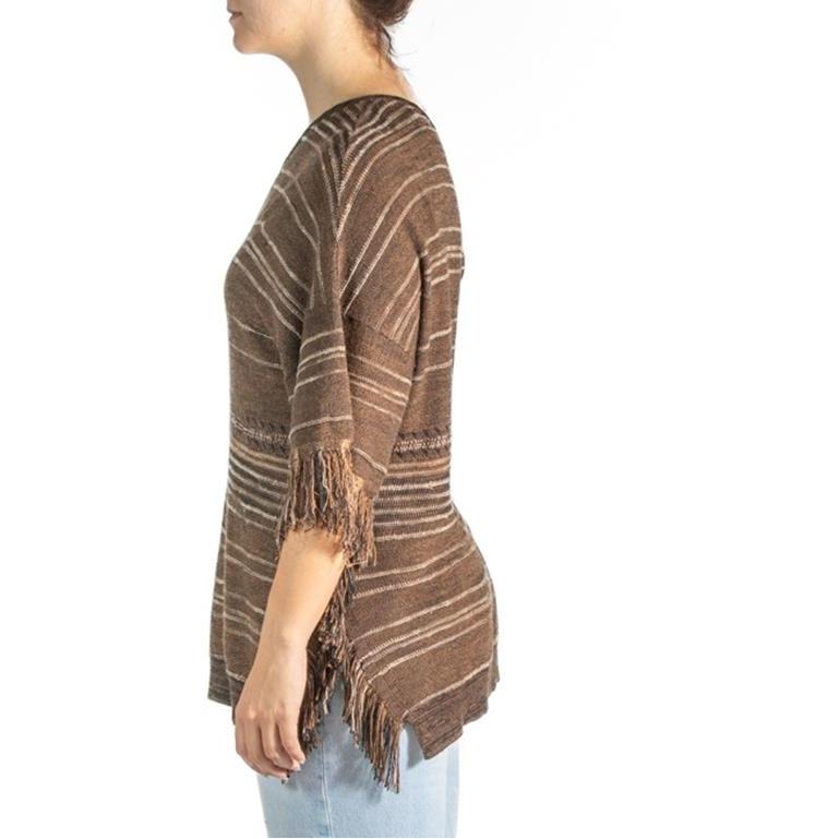 Ralph Lauren Brown Striped Fringe Poncho 1