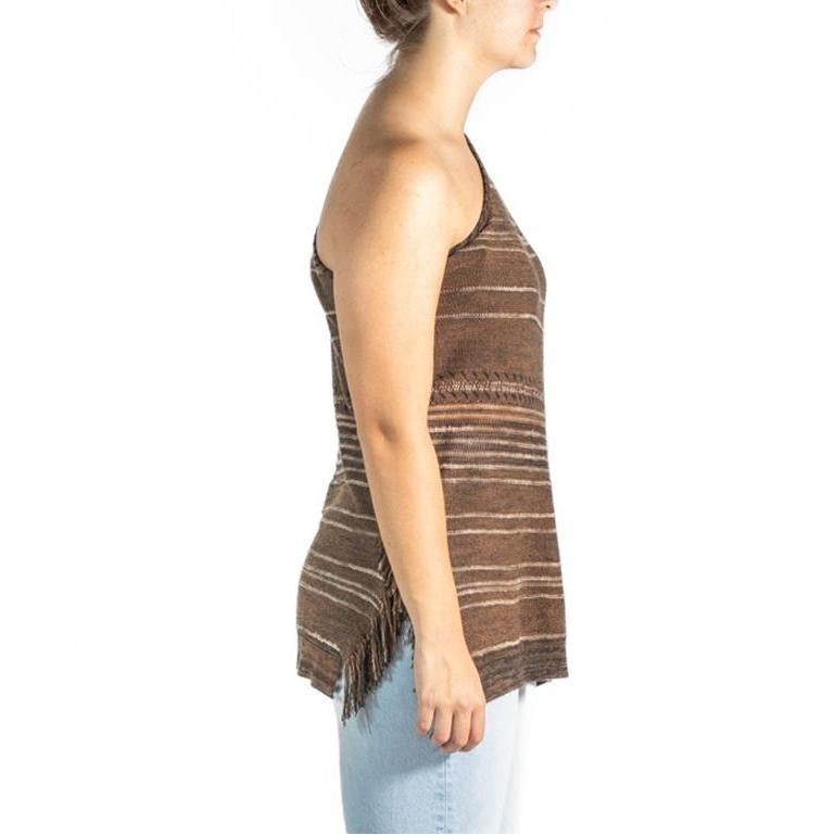 Ralph Lauren Brown Striped Fringe Poncho 2