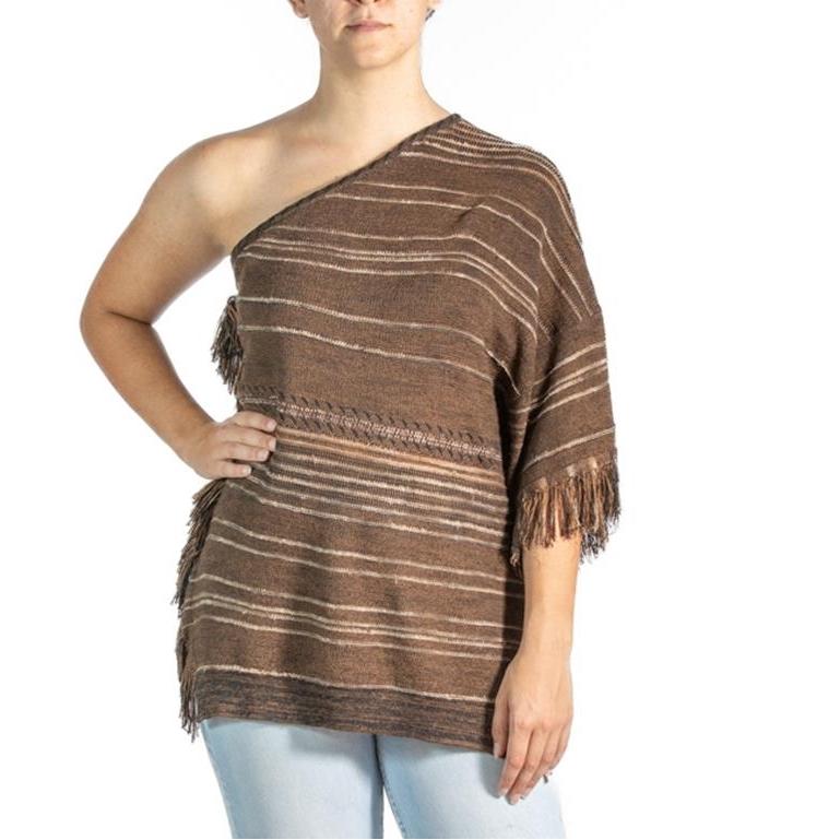 Ralph Lauren Brown Striped Fringe Poncho 3