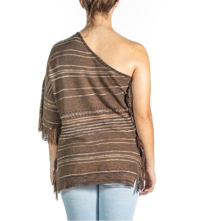 Ralph Lauren Brown Striped Fringe Poncho 5