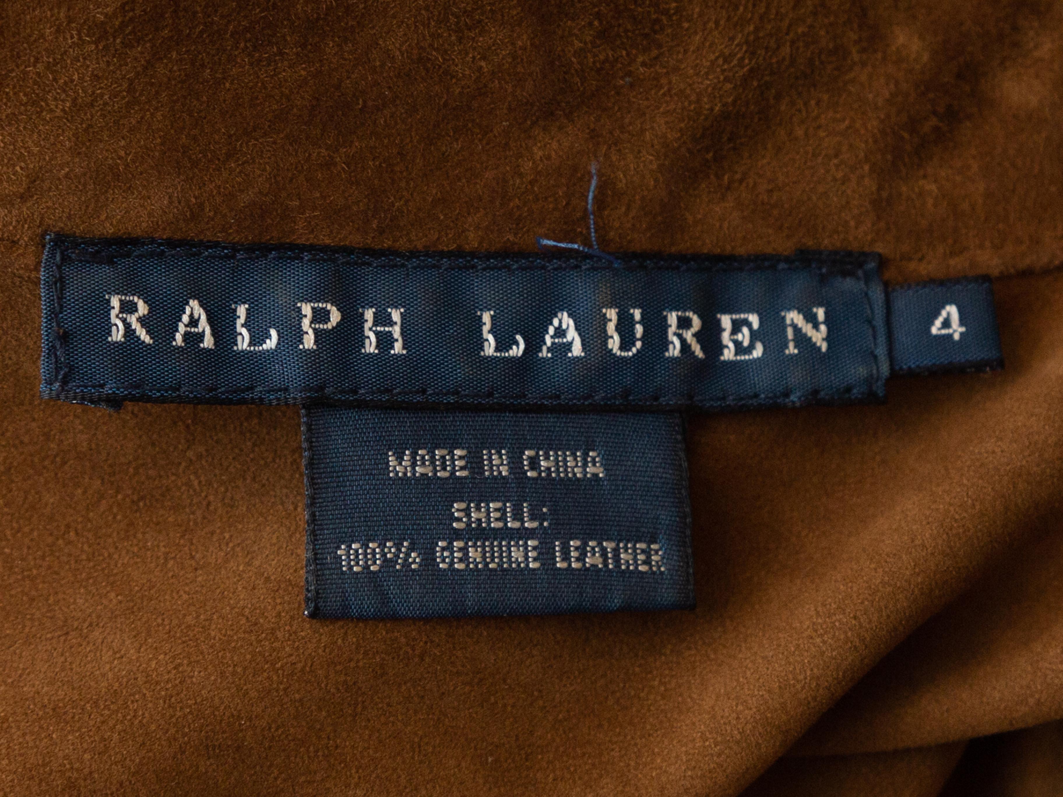 Ralph Lauren Brown Suede Button-Up Top In Excellent Condition In New York, NY