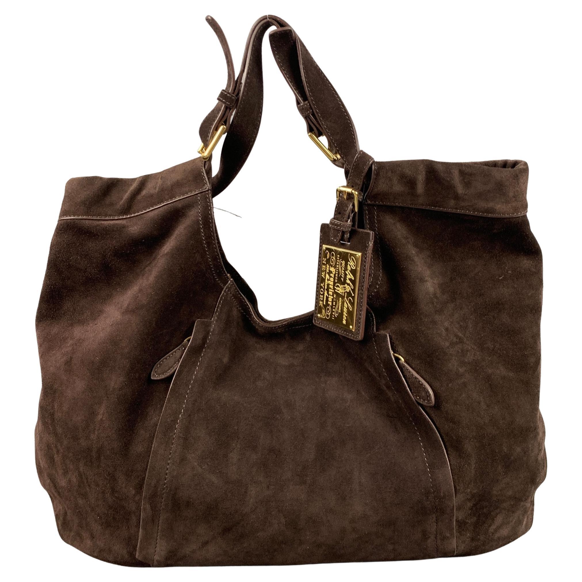 RALPH LAUREN Brown Suede Hobo Handbag For Sale at 1stDibs