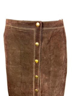 Ralph Lauren Brauner Wildleder Midirock, Größe 8