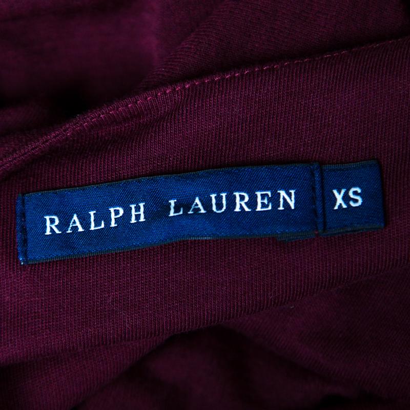 Ralph Lauren - Robe longue sans manches ajustée et évasée en tricot de coton bourgogne XS Bon état - En vente à Dubai, Al Qouz 2