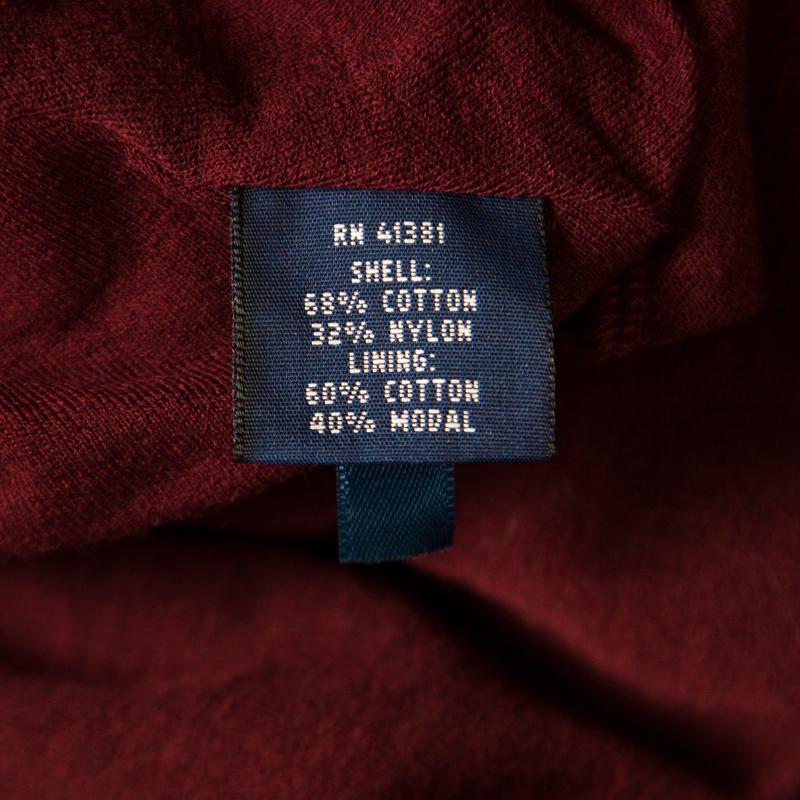 Ralph Lauren - Robe longue sans manches ajustée et évasée en tricot de coton bourgogne XS Pour femmes en vente