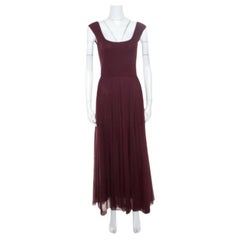 Ralph Lauren Burgundy Cotton Knit Sleeveless Fit and Flare Maxi Dress XS