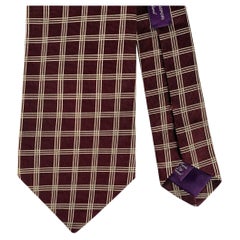 RALPH LAUREN Burgundy White Checkered Silk Tie