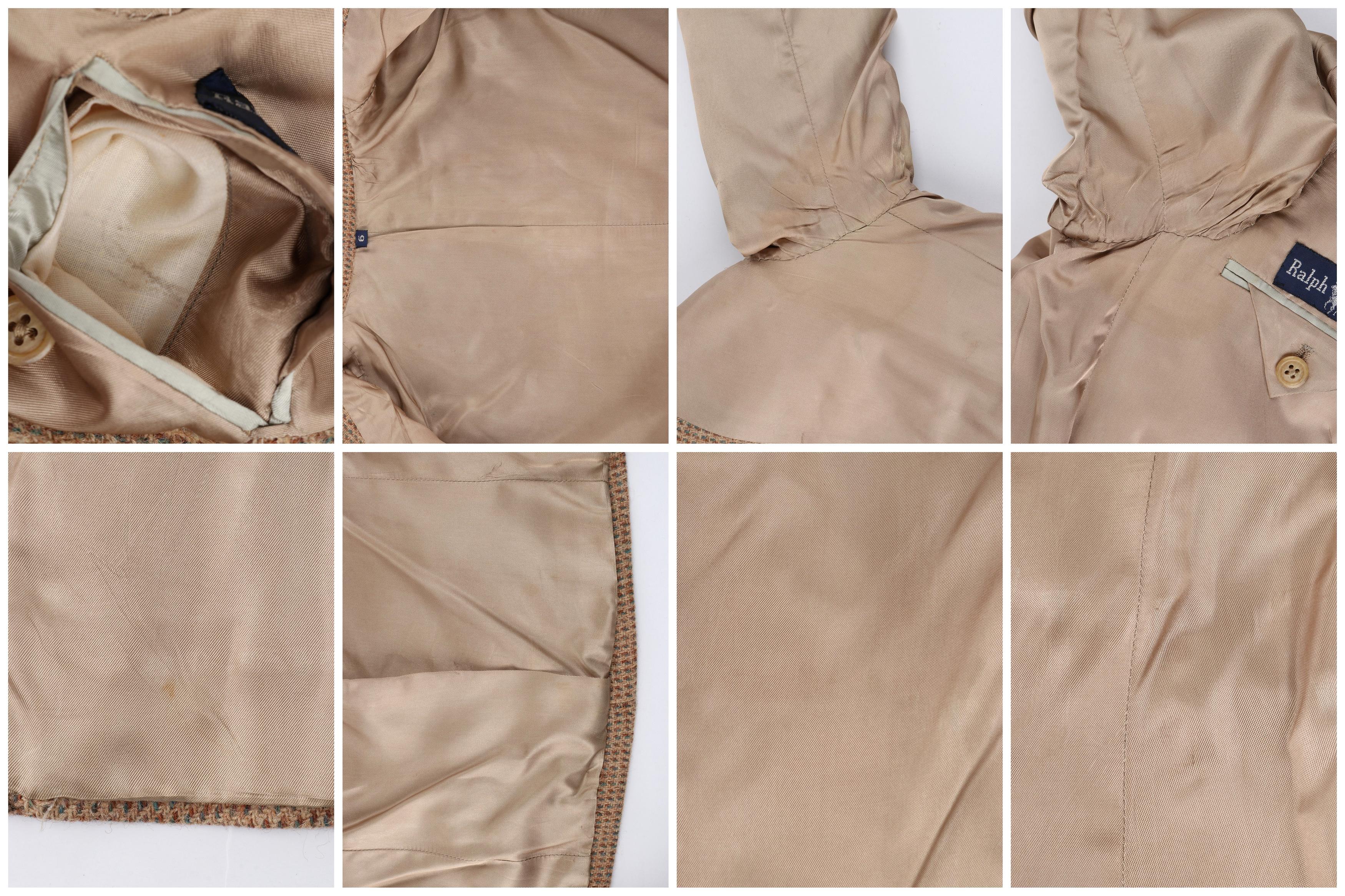 RALPH LAUREN c.1970's Brown Tan Tweed Wool Fitted Button Up Blazer Coat Jacket  For Sale 7