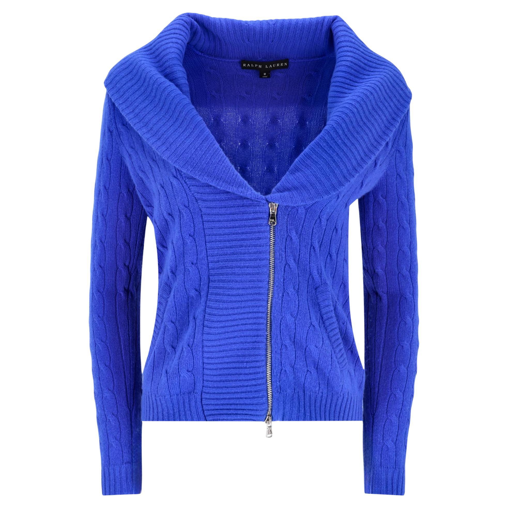 Ralph Lauren - Pull zippé en cachemire à mailles torsadées