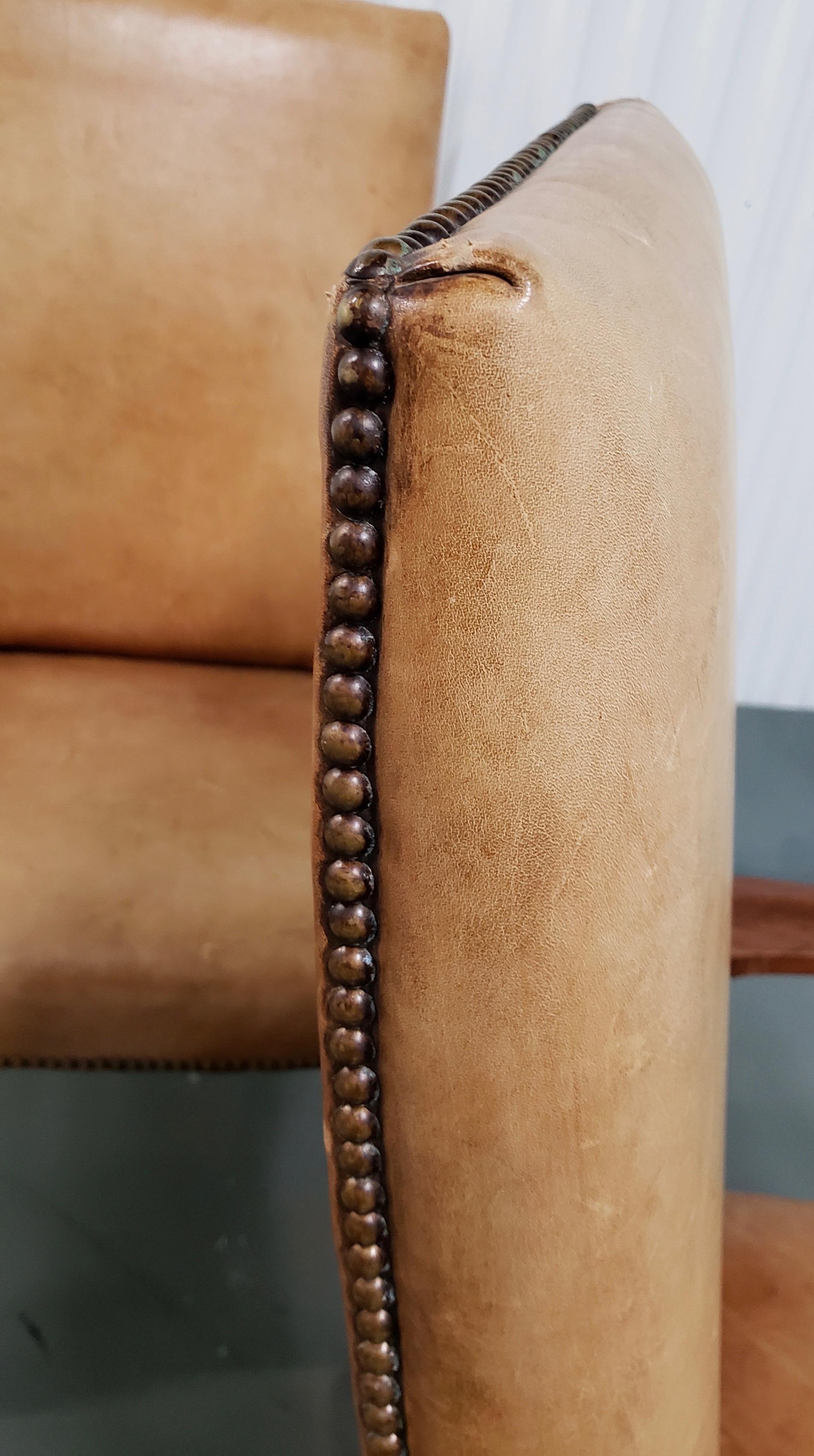 Ralph Lauren Carved Mahogany and Leather Upholstered Armchairs with Hoofed Feet 1