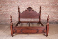 Ralph Lauren Carved Walnut King Size Poster Bed