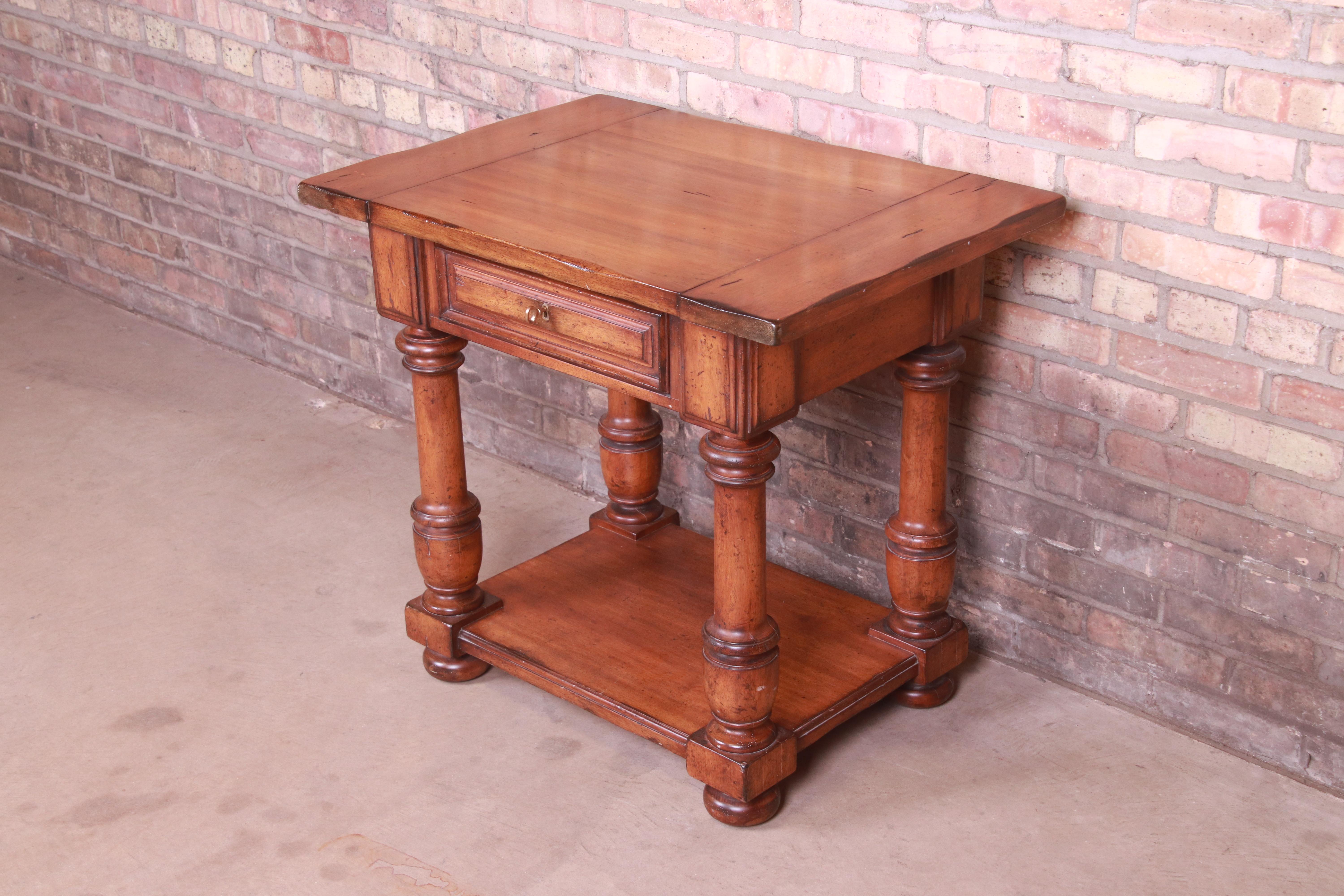 Unknown Ralph Lauren Carved Walnut Nightstand or Side Table